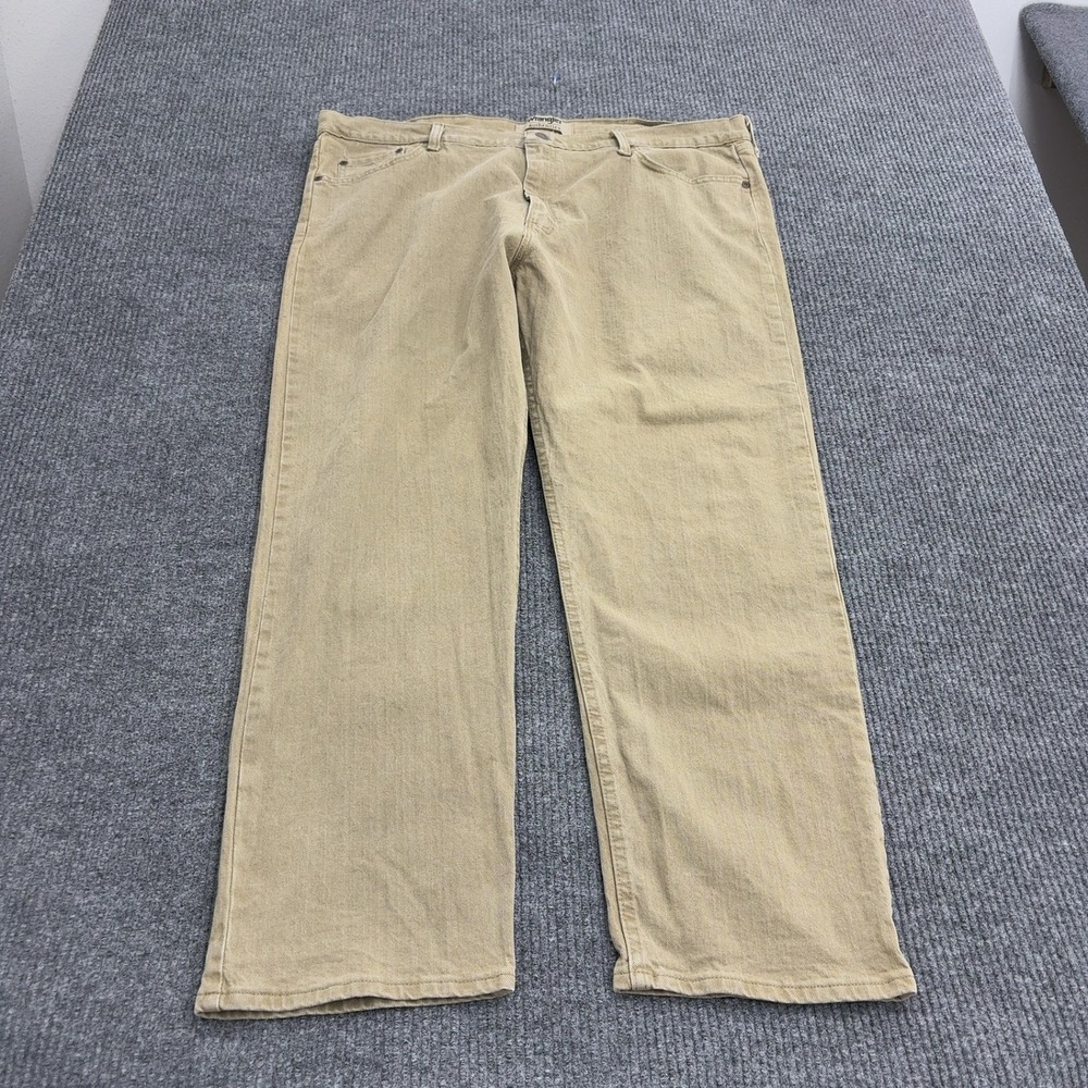 Wrangler Authentics Pants Mens 42x29 Tan Cotton Spandex Stretch Straight Casual